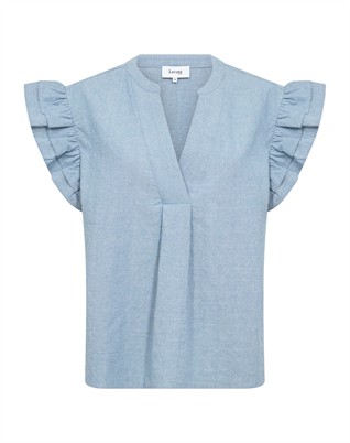 LR-Lennon 2 Bluse - Blue Cotton